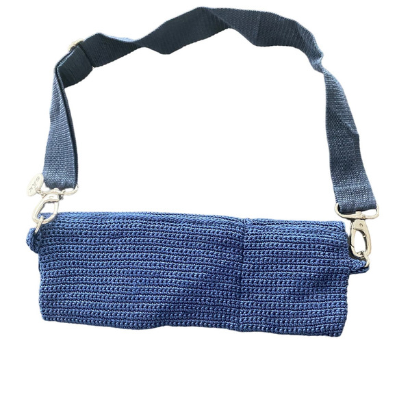 The Sak Bags The Sak Crochet Navy Blue Waist Bag Crossbody Adjustable Strap Buckle Closure